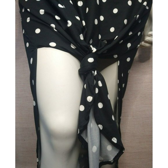 Plus size Polka dotted Maxi Dress Beach Summer Vacay cover-up front tie - Picture 5 of 9